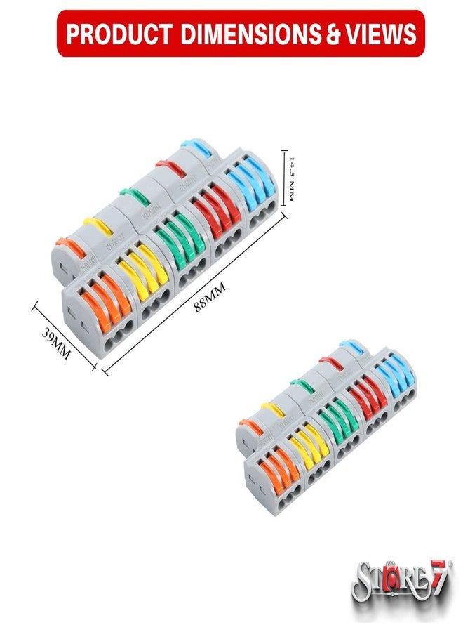 STORE77® 2Pcs Compact Lever Wire Nut Connector (5 in 15 Out), Splicing Wire Connector, Universal Quick Wiring Cable Connection Push-in Conductor Terminal Block. - Image 5